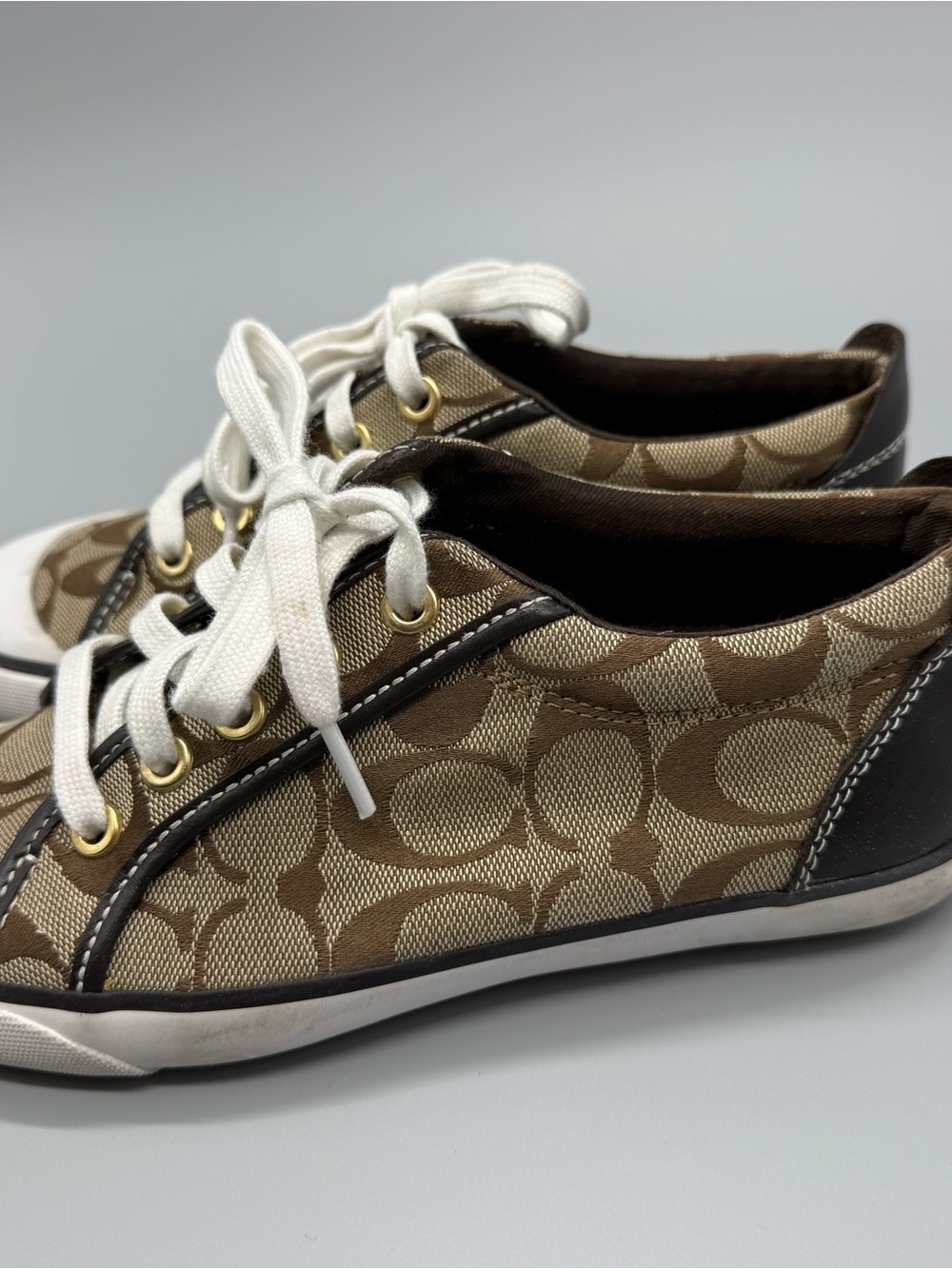 Coach Shoes Womens 6.5 Barrett Signature Sneakers Brown Canvas Low Top Casual - Picture 4 of 10